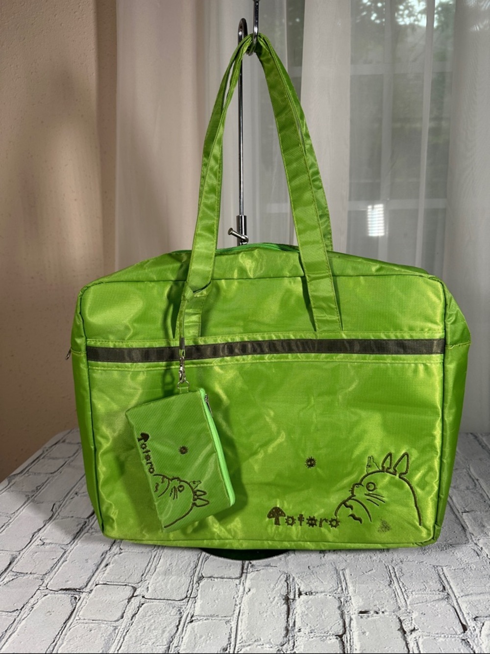 Studio Ghibli My Neighbor Totoro Green Laptop Tote Bag Anime w/ pouch embroidery